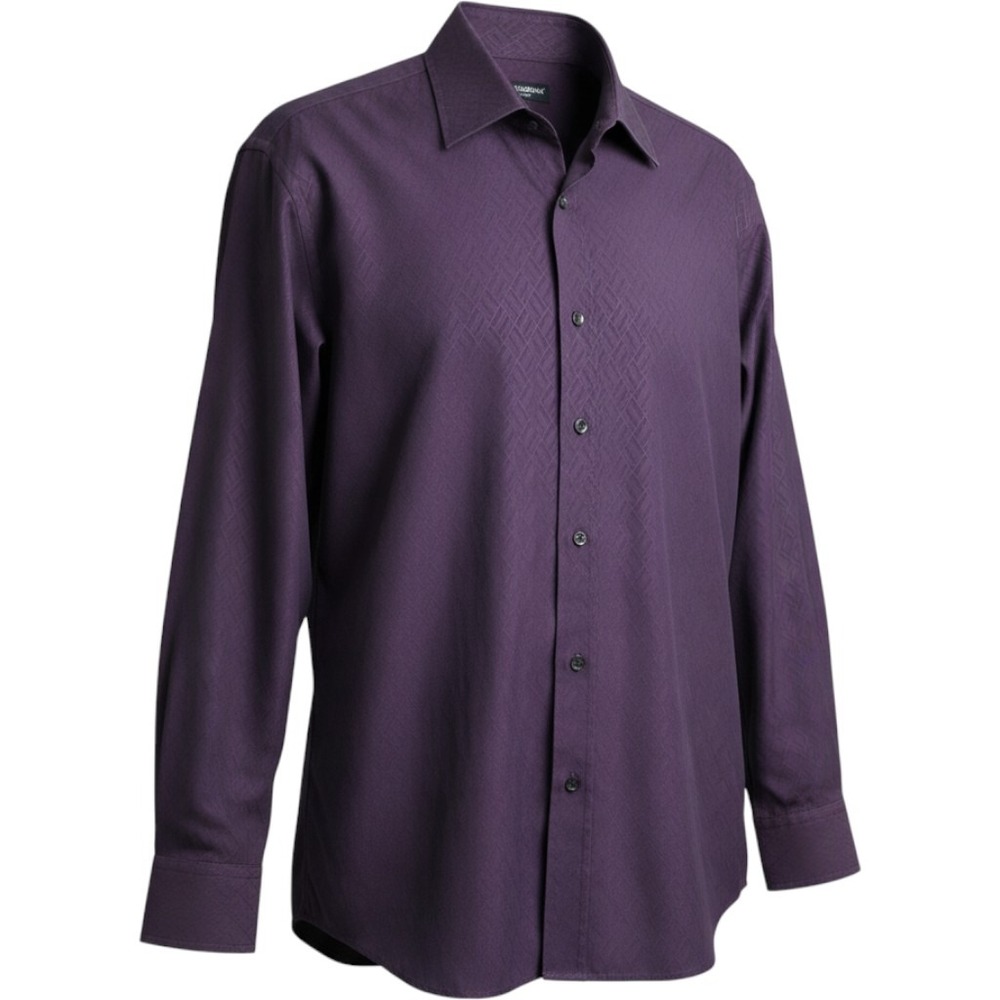 Dolce & Gabbana Mens Purple Jacquard Geometric Button Down Shirt Size 17.5 44